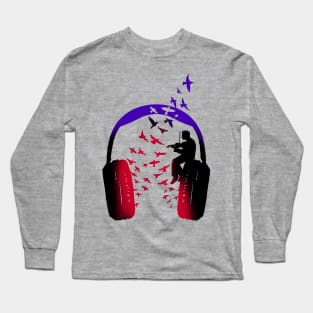 Headphone Music Violin Long Sleeve T-Shirt